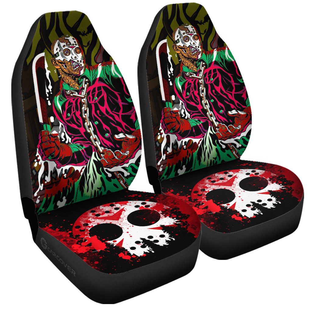 Creepy Jason Car Seat Covers Custom Car Accessories Horror Halloween Decorations - Gearcarcover - 3