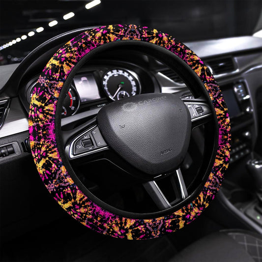 Crumple Tie Dye Steering Wheel Covers Custom Hippie Tie Dye Hippie Car Accessories - Gearcarcover - 1