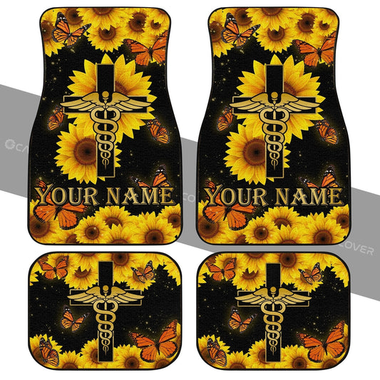 Custom Name Nurse Car Floor Mats Custom Sunflower Car Accessories - Gearcarcover - 2