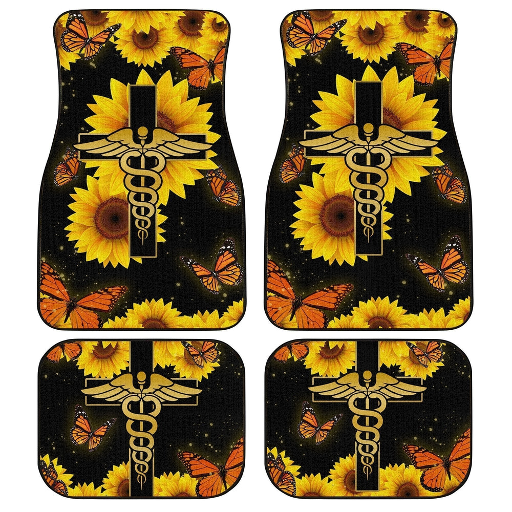 Custom Name Nurse Car Floor Mats Custom Sunflower Car Accessories - Gearcarcover - 5