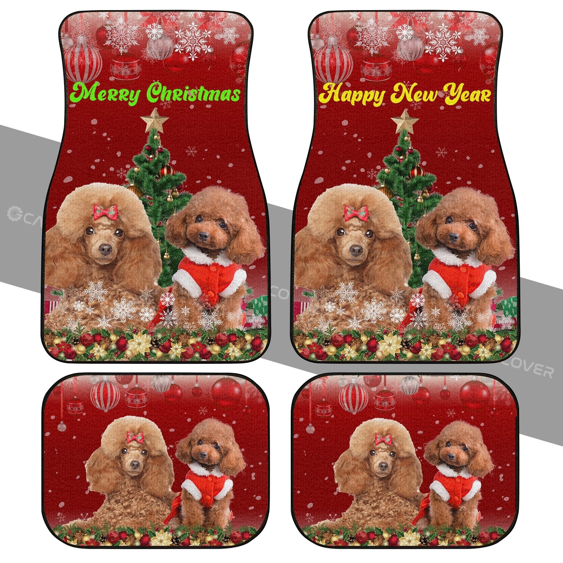 Cute Couple Poodles Car Floor Mats Custom Animal Car Accessories Christmas - Gearcarcover - 2