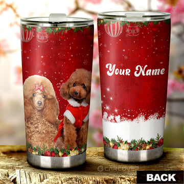 Cute Couple Poodles Tumbler Cup Custom Animal Car Accessories Christmas - Gearcarcover - 1