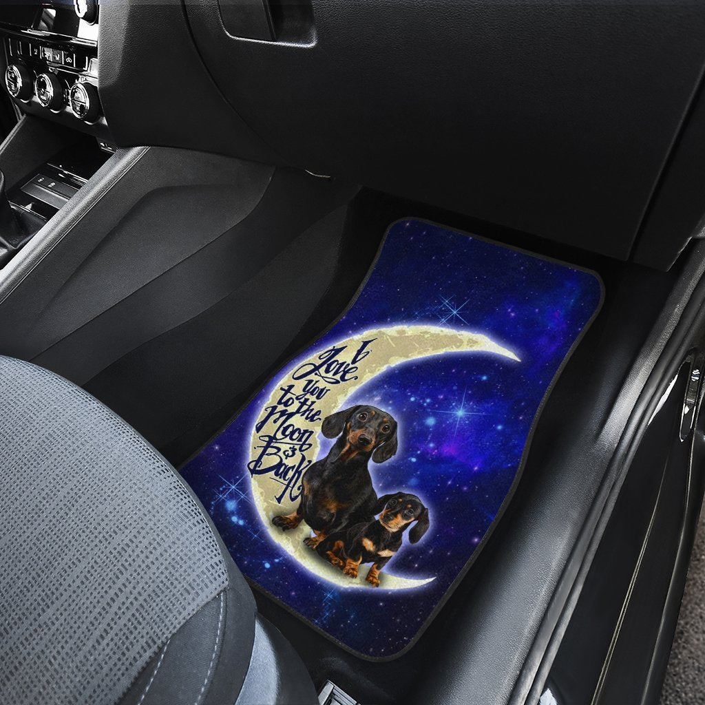 Cute Dachshund Car Floor Mats Custom I Love You To The Moon And Back Galaxy Car Accessories Meaningful - Gearcarcover - 4