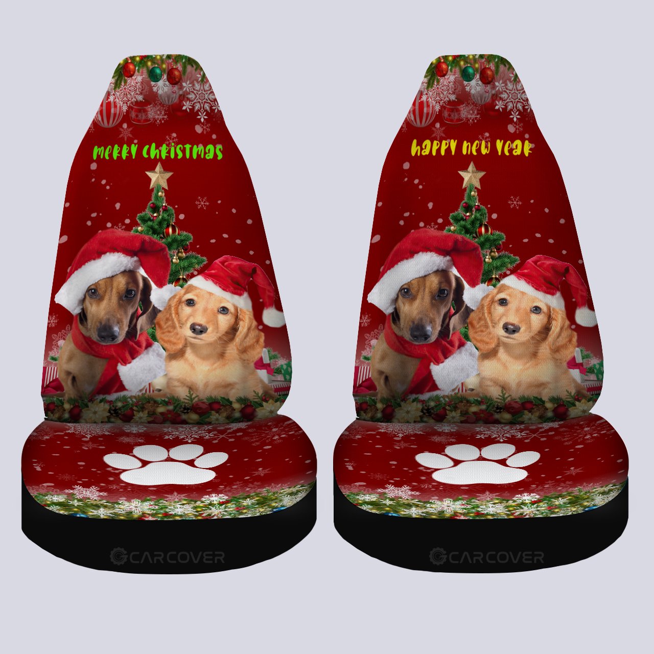 Cute Dachshunds Car Seat Covers Custom Car Interior Accessories Christmas - Gearcarcover - 4