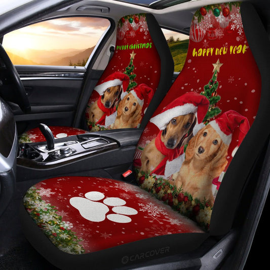 Cute Dachshunds Car Seat Covers Custom Car Interior Accessories Christmas - Gearcarcover - 2