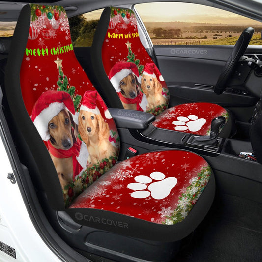 Cute Dachshunds Car Seat Covers Custom Car Interior Accessories Christmas - Gearcarcover - 1