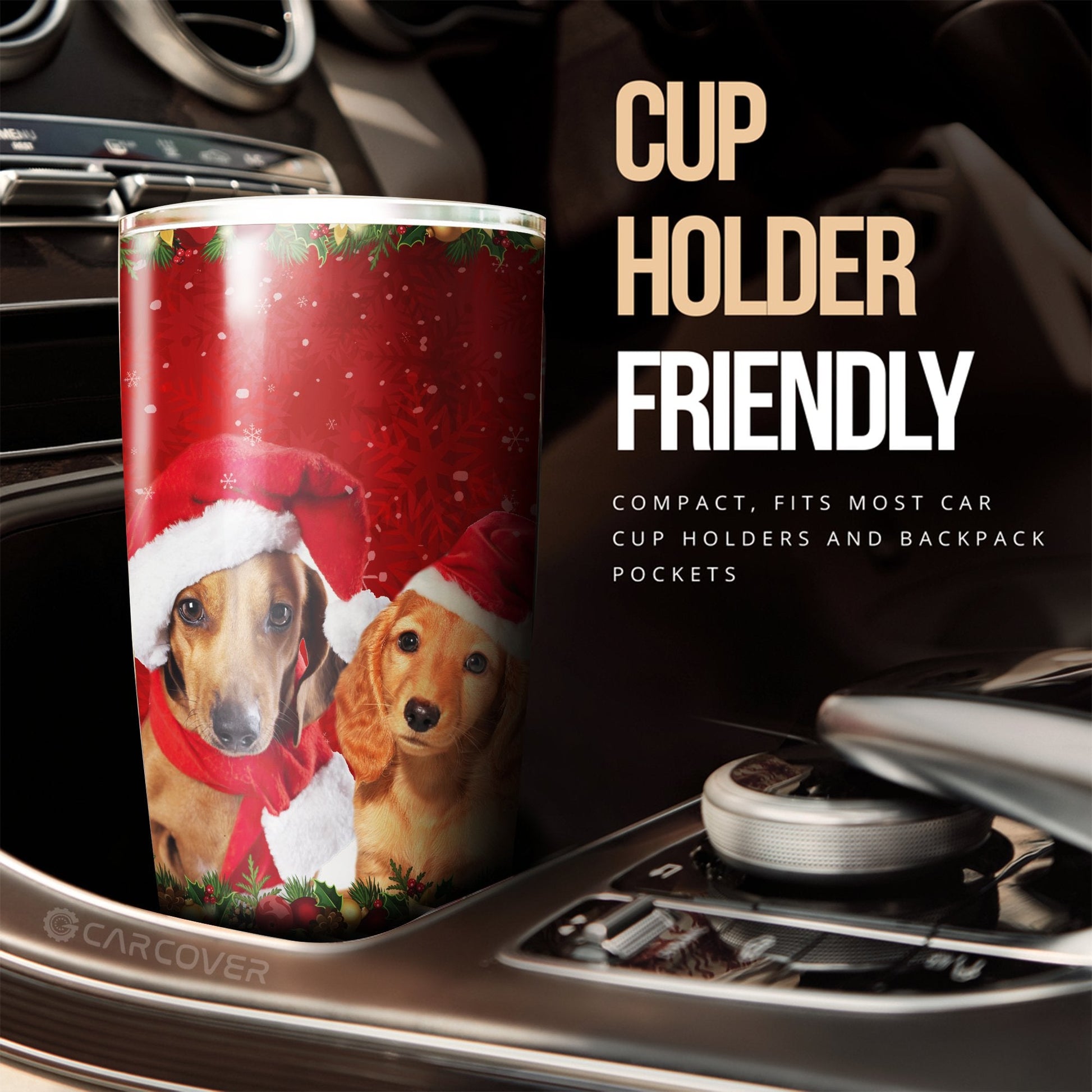 Cute Dachshunds Tumbler Cup Custom Car Interior Accessories Christmas - Gearcarcover - 3