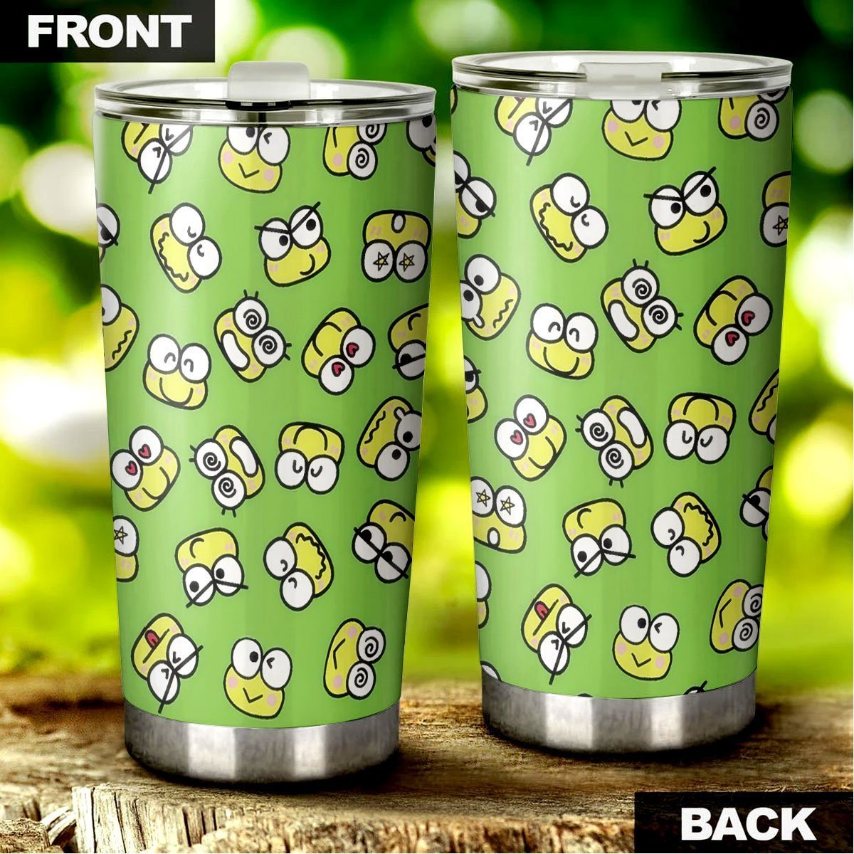 Cute Emotional Face Of Frog Tumbler Stainless Steel - Gearcarcover - 2