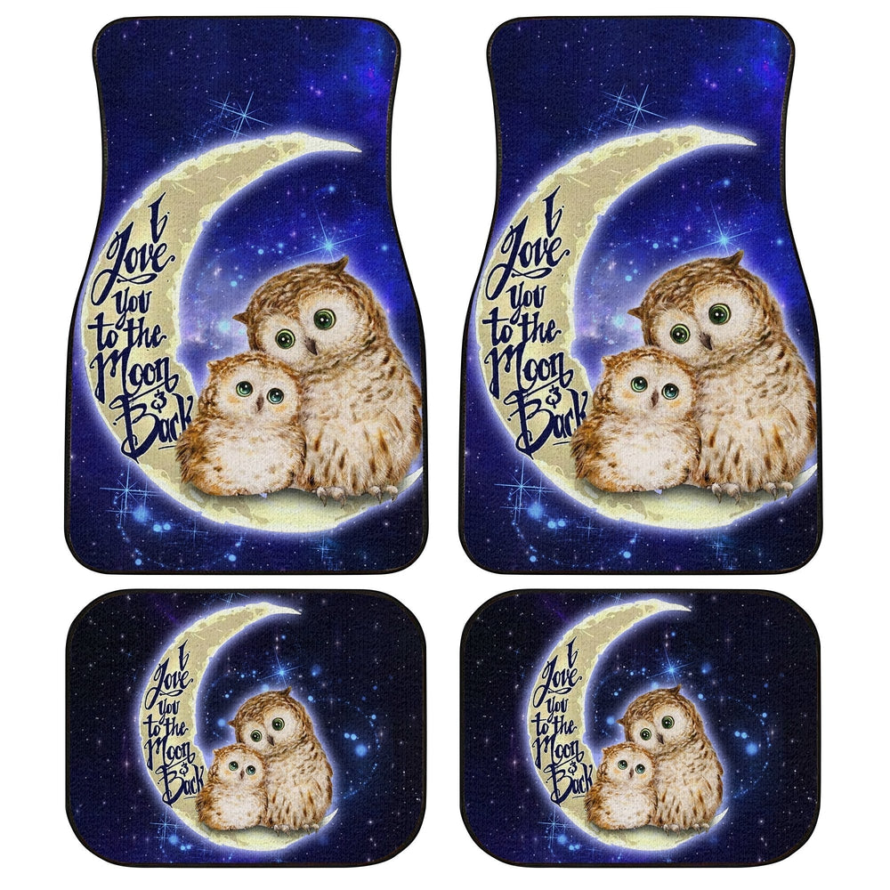 Cute Owl Car Floor Mats Custom I Love You To The Moon And Back Galaxy Car Accessories - Gearcarcover - 1