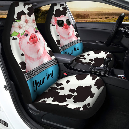 Cute Pink Pig Car Seat Covers Custom Name Car Interior Accessories - Gearcarcover - 2