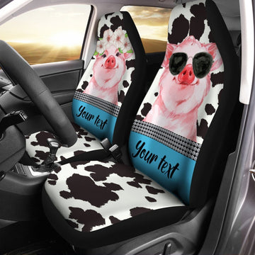 Cute Pink Pig Car Seat Covers Custom Name Car Interior Accessories - Gearcarcover - 1