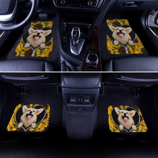 Cute Sunflower Corgi Car Floor Mats Custom Car Accessories Car Accessories For Corgi Onwers - Gearcarcover - 2