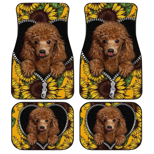 Cute Sunflower Poodle Car Floor Mats Car Accessories For Poodle Owners - Gearcarcover - 1