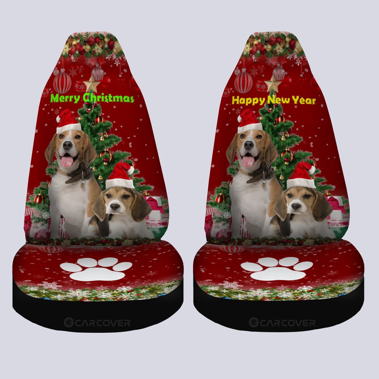 Cute Xmas Beagles Car Seat Covers Custom Car Accessories Christmas Decorations - Gearcarcover - 4