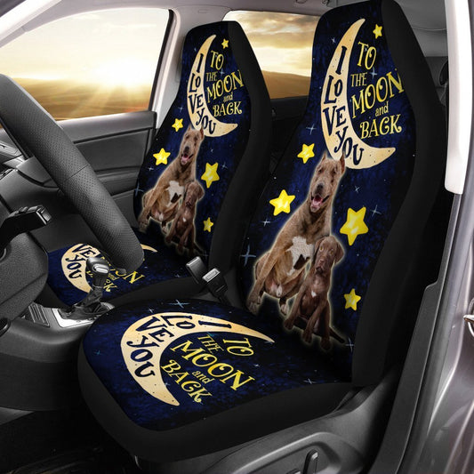 Dad And Son Pibull Car Seat Covers Custom I Love You To The Moon And Back Car Accessories - Gearcarcover - 2
