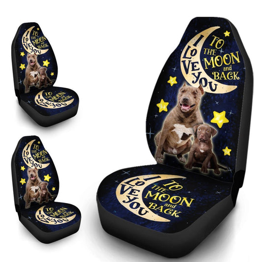 Dad And Son Pibull Car Seat Covers Custom I Love You To The Moon And Back Car Accessories - Gearcarcover - 1