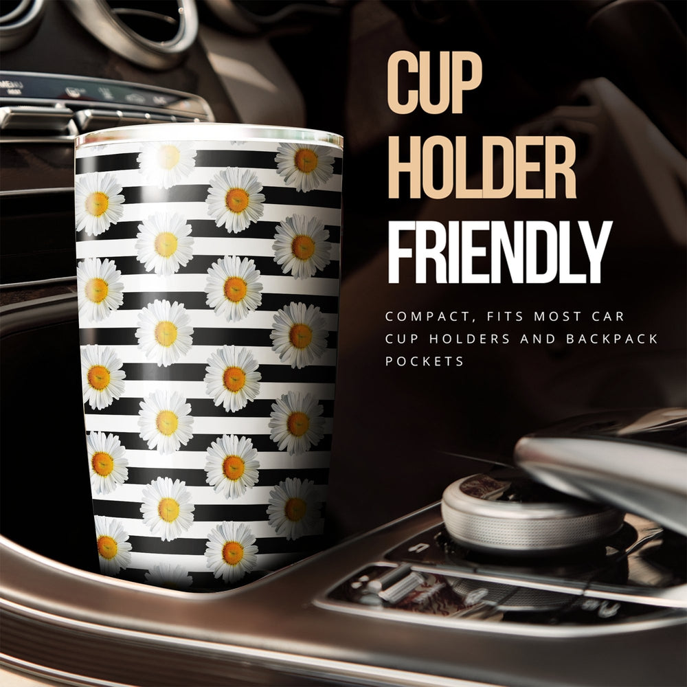 Daisy Flower Tumbler Cup Custom Floral Car Accessories - Gearcarcover - 2