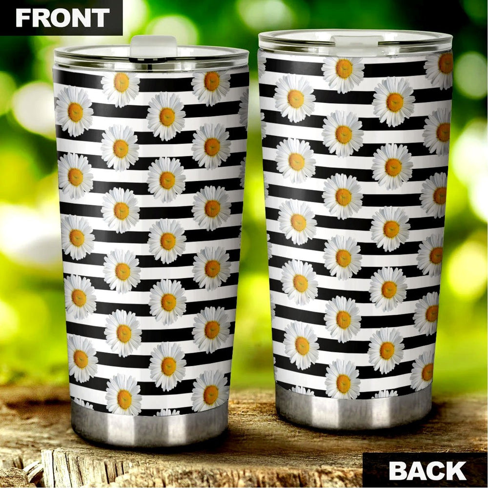 Daisy Flower Tumbler Cup Custom Floral Car Accessories - Gearcarcover - 3