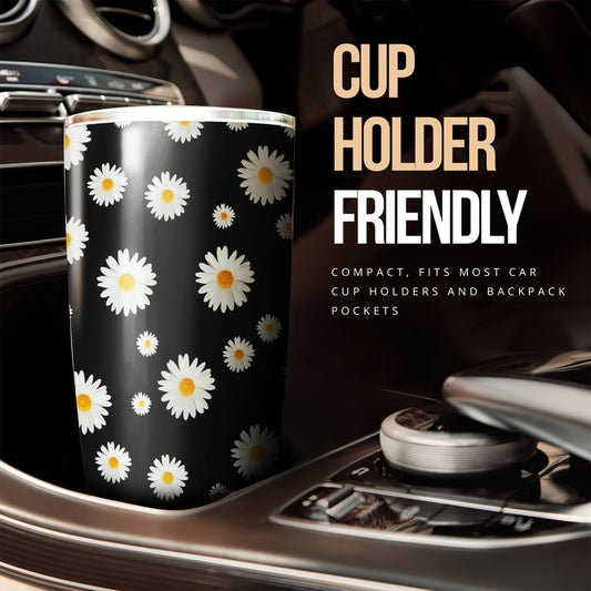 Daisy Tumbler Cup Custom Flower Pattern Car Accessories - Gearcarcover - 2