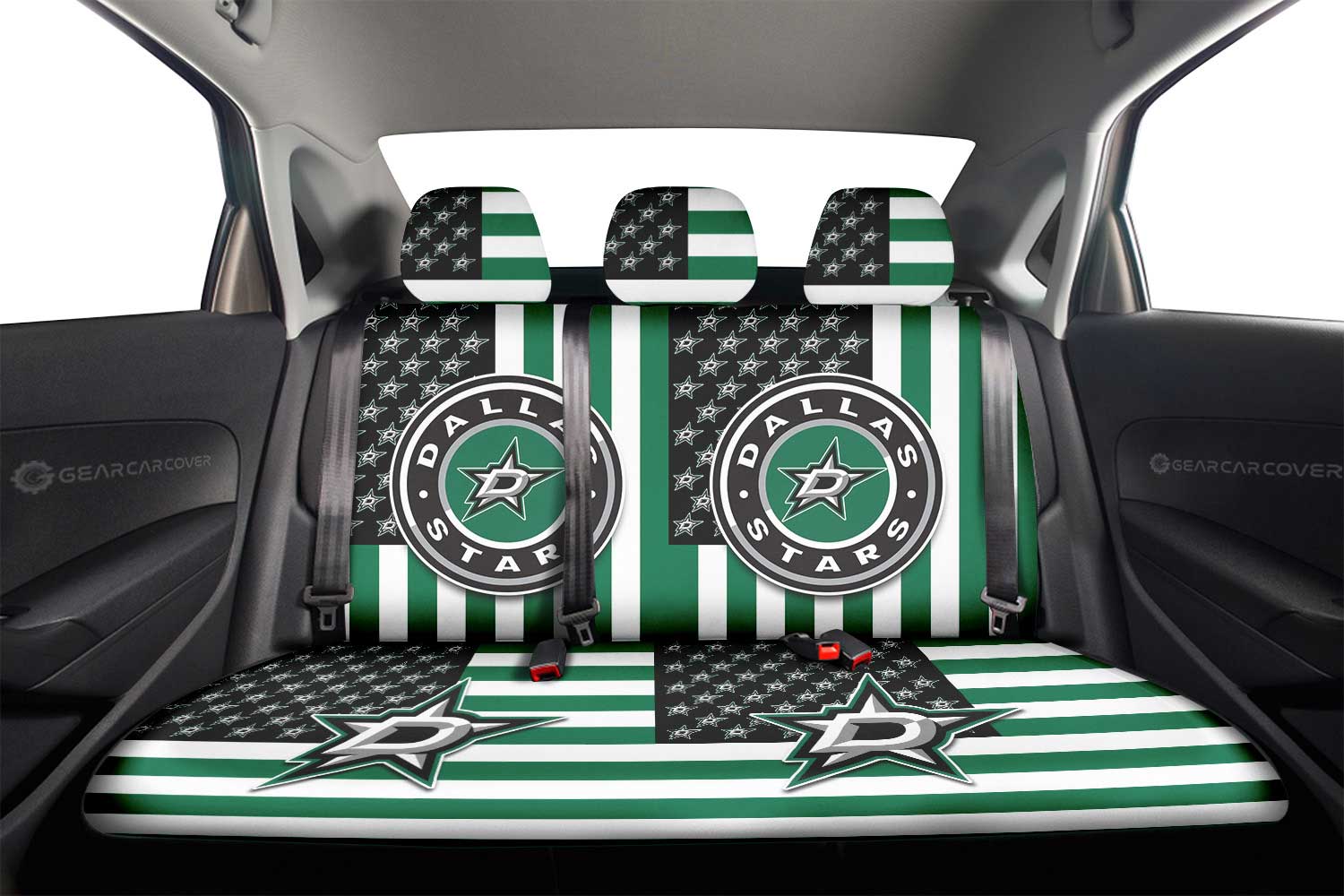Dallas Stars Car Back Seat Cover Custom US Flag Style - Gearcarcover - 2