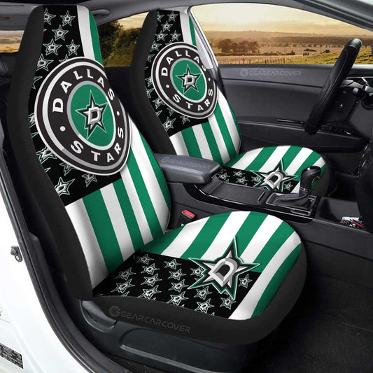Dallas Stars Car Seat Covers Custom US Flag Style - Gearcarcover - 1