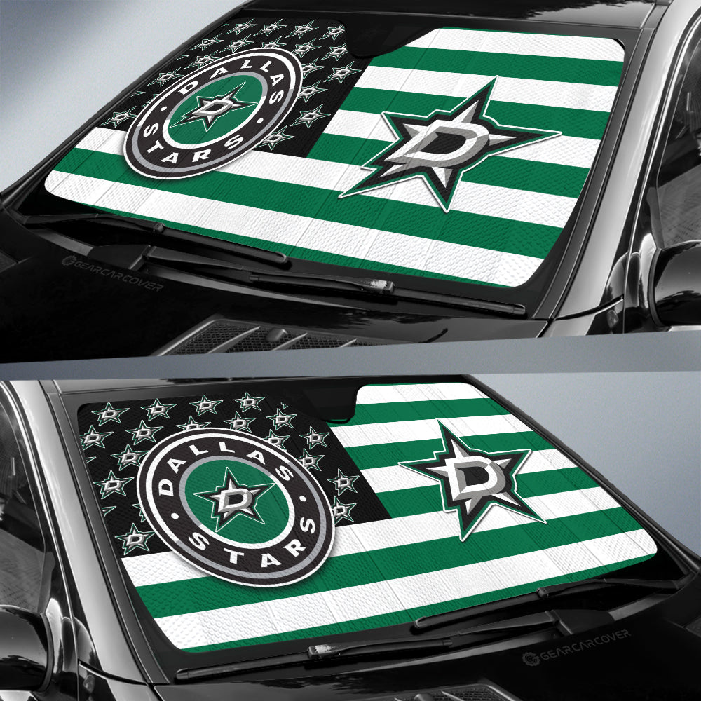 Dallas Stars Car Sunshade Custom US Flag Style - Gearcarcover - 2