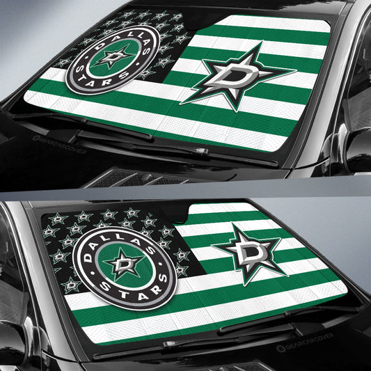 Dallas Stars Car Sunshade Custom US Flag Style - Gearcarcover - 2