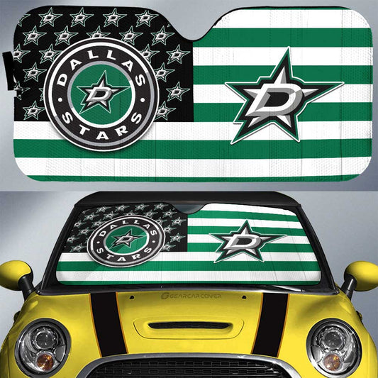 Dallas Stars Car Sunshade Custom US Flag Style - Gearcarcover - 1