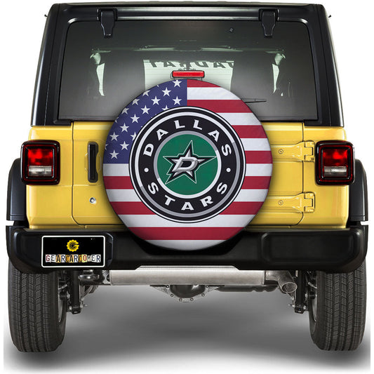 Dallas Stars Spare Tire Covers Custom US Flag Style - Gearcarcover - 1