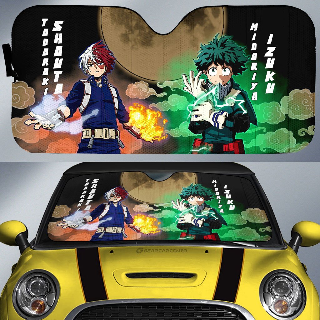 Deku And Shouto Car Sunshade Custom My Hero Academia Anime Car Accessories - Gearcarcover - 1