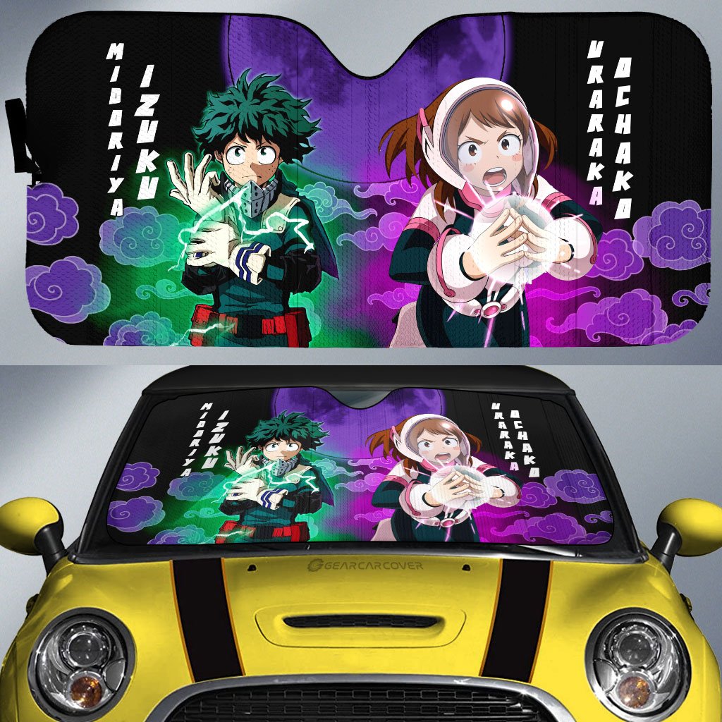 Deku And Uraraka Car Sunshade Custom My Hero Academia Anime Car Accessories - Gearcarcover - 1