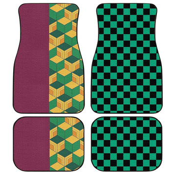 Demon Slayer Giyuu And Tanjiro Car Floor Mats Custom Uniform Anime Car Accessories - Gearcarcover - 1