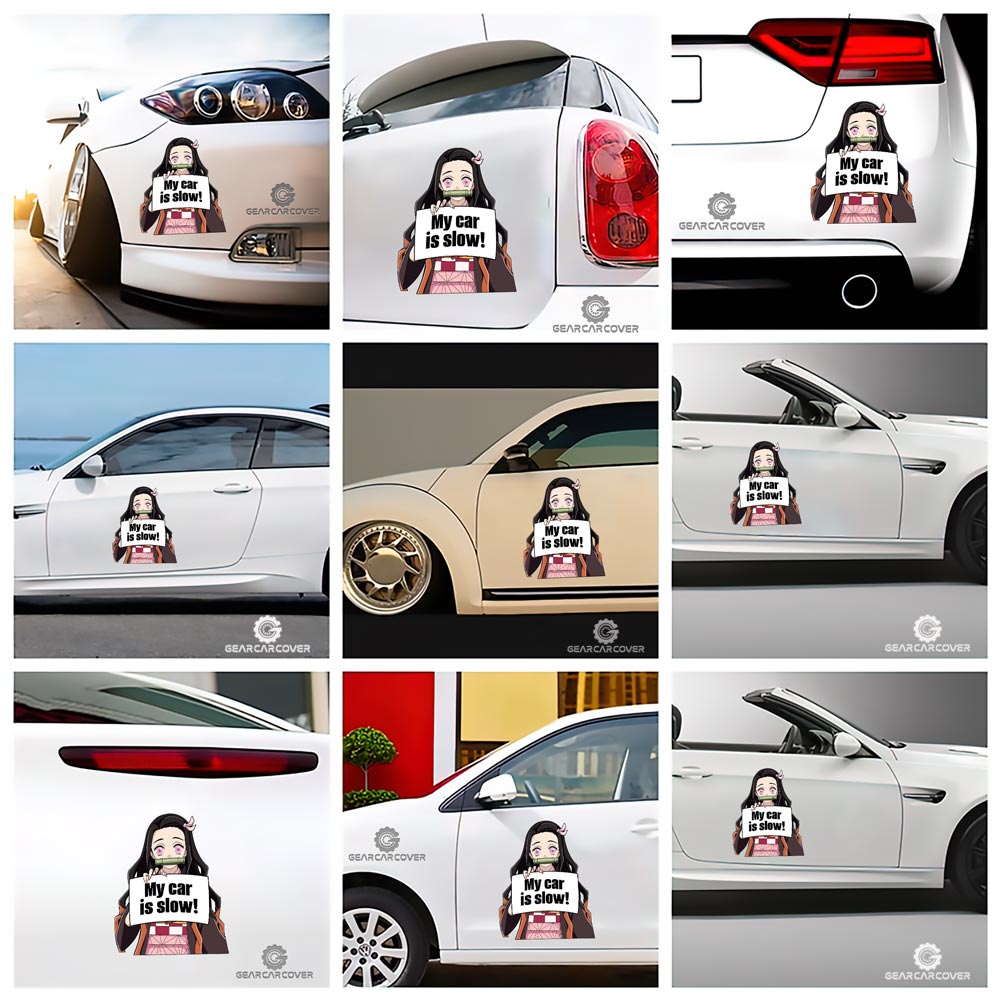 Demon Slayer Nezuko Kamado Car Sticker Custom My Car Is Slow Funny - Gearcarcover - 2