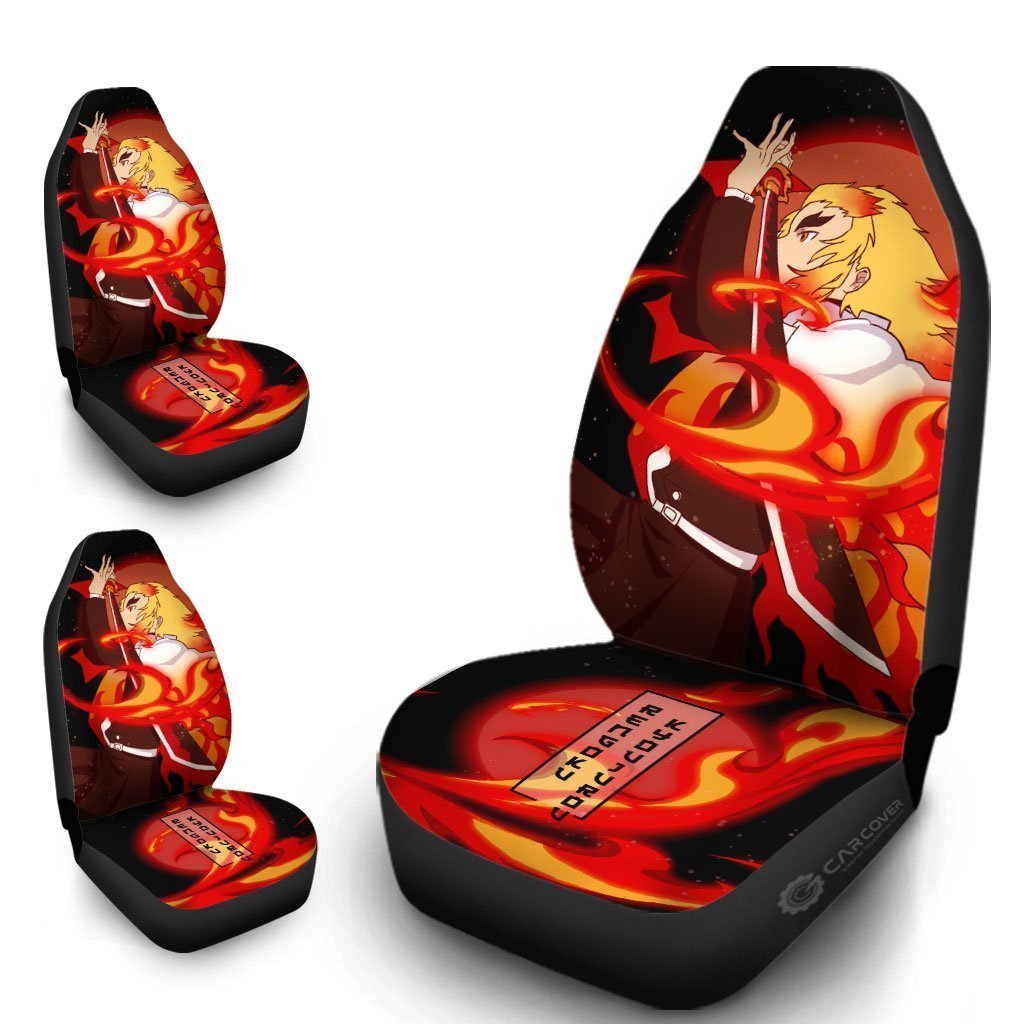 Demon Slayer Rengoku Car Seat Covers Custom Flame Breathing Anime Car Accessories - Gearcarcover - 4