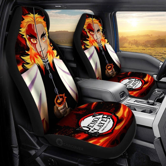 Demon Slayer Rengoku Seat Covers For Car Custom Face Anime Car Accessories - Gearcarcover - 1
