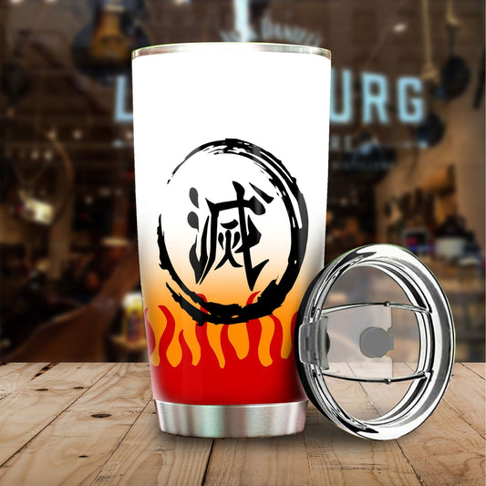 Demon Slayer Rengoku Uniform Tumbler Cup Flame Hashira Custom Anime Accessories - Gearcarcover - 1