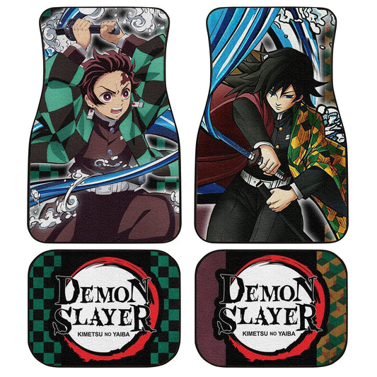 Demon Slayer Tanjiro And Giyuu Car Floor Mats Custom Water Breathing Anime Car Accessories - Gearcarcover - 1
