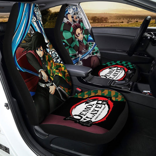 Demon Slayer Tanjiro And Giyuu Car Seat Covers Custom Breathing Anime Car Accessories - Gearcarcover - 2