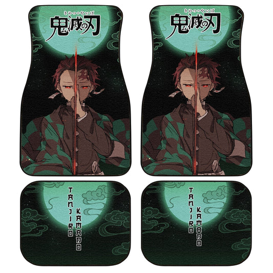 Demon Slayer Tanjiro Car Floor Mats Under Moonlight Custom Anime Car Accessories - Gearcarcover - 1
