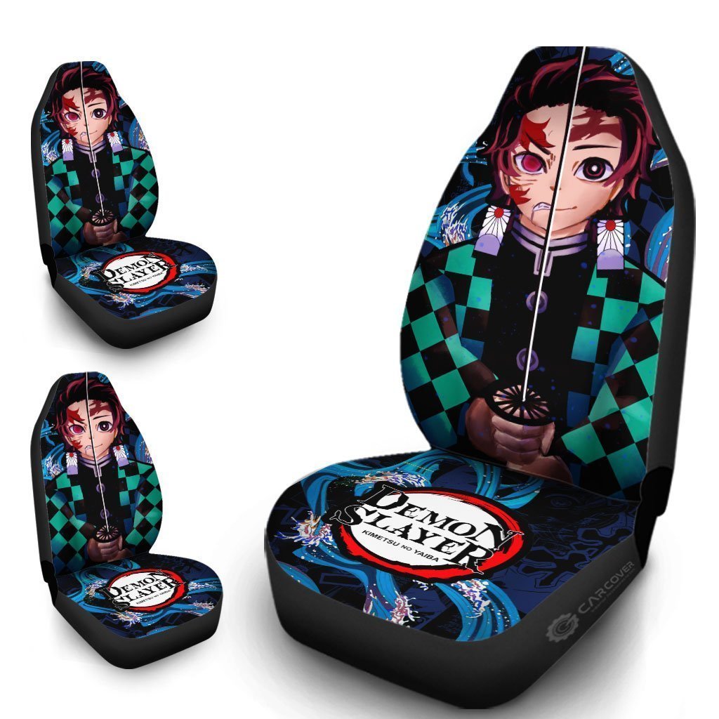 Demon Slayer Tanjiro Seat Covers For Car Custom Face Anime Car Accessories - Gearcarcover - 4