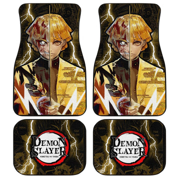 Demon Slayer Zenitsu Car Floor Mats Custom Face Anime Car Accessories - Gearcarcover - 1