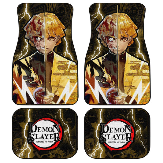 Demon Slayer Zenitsu Car Floor Mats Custom Face Anime Car Accessories - Gearcarcover - 1