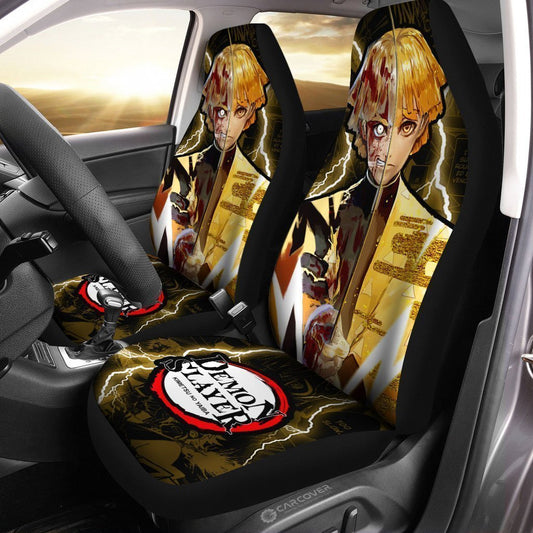 Demon Slayer Zenitsu Car Seat Covers Custom Face Anime Car Accessories - Gearcarcover - 2