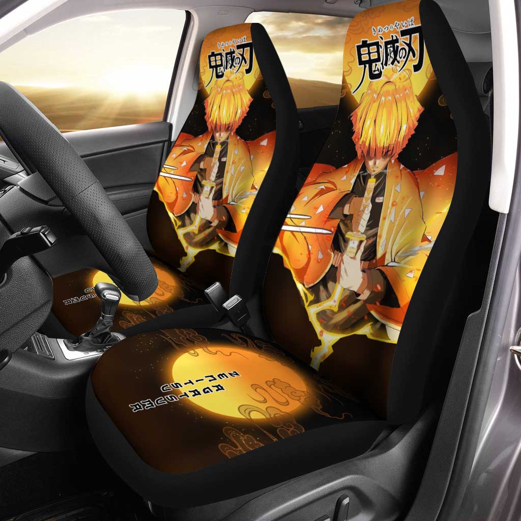 Demon Slayer Zenitsu Thunder Car Seat Covers Custom Anime Car Accessories - Gearcarcover - 1
