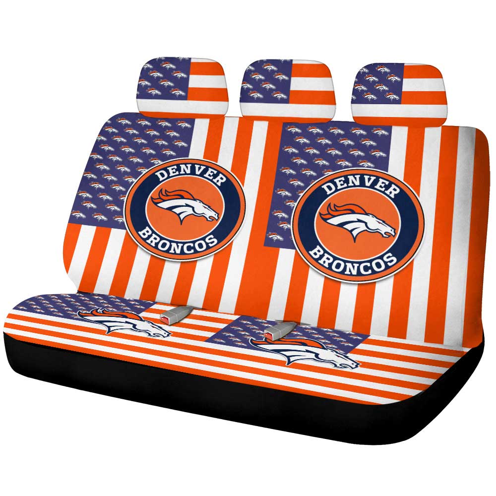 Denver Broncos Car Back Seat Cover Custom US Flag Style - Gearcarcover - 1