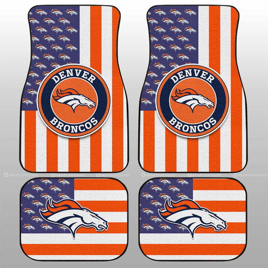 Denver Broncos Car Floor Mats Custom US Flag Style - Gearcarcover - 1