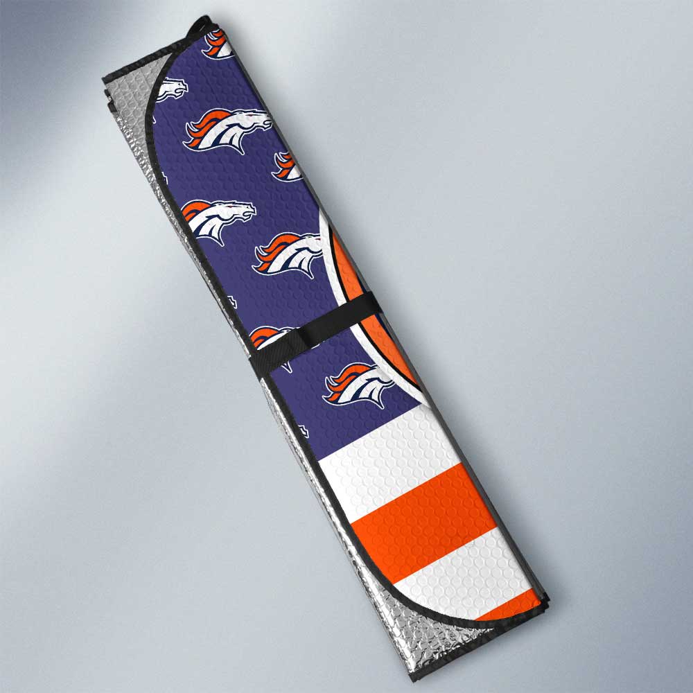 Denver Broncos Car Sunshade Custom US Flag Style - Gearcarcover - 3