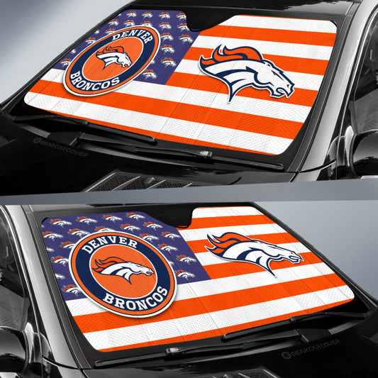 Denver Broncos Car Sunshade Custom US Flag Style - Gearcarcover - 2