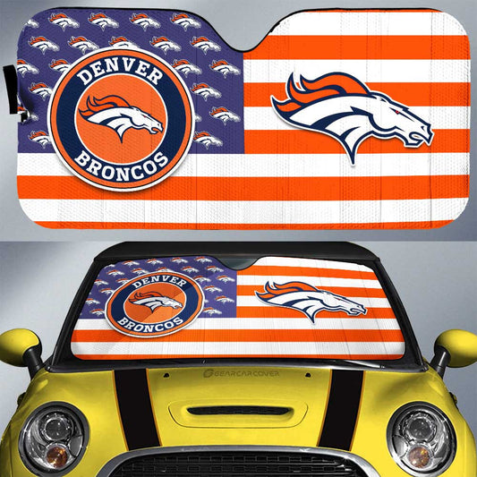 Denver Broncos Car Sunshade Custom US Flag Style - Gearcarcover - 1