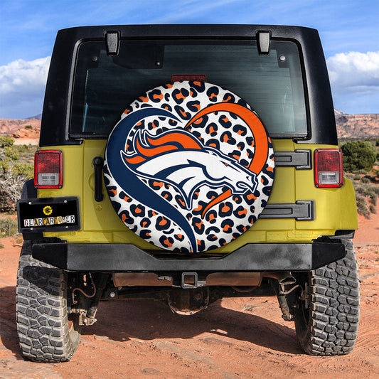 Denver Broncos Spare Tire Cover Custom Leopard Heart For Fans - Gearcarcover - 2